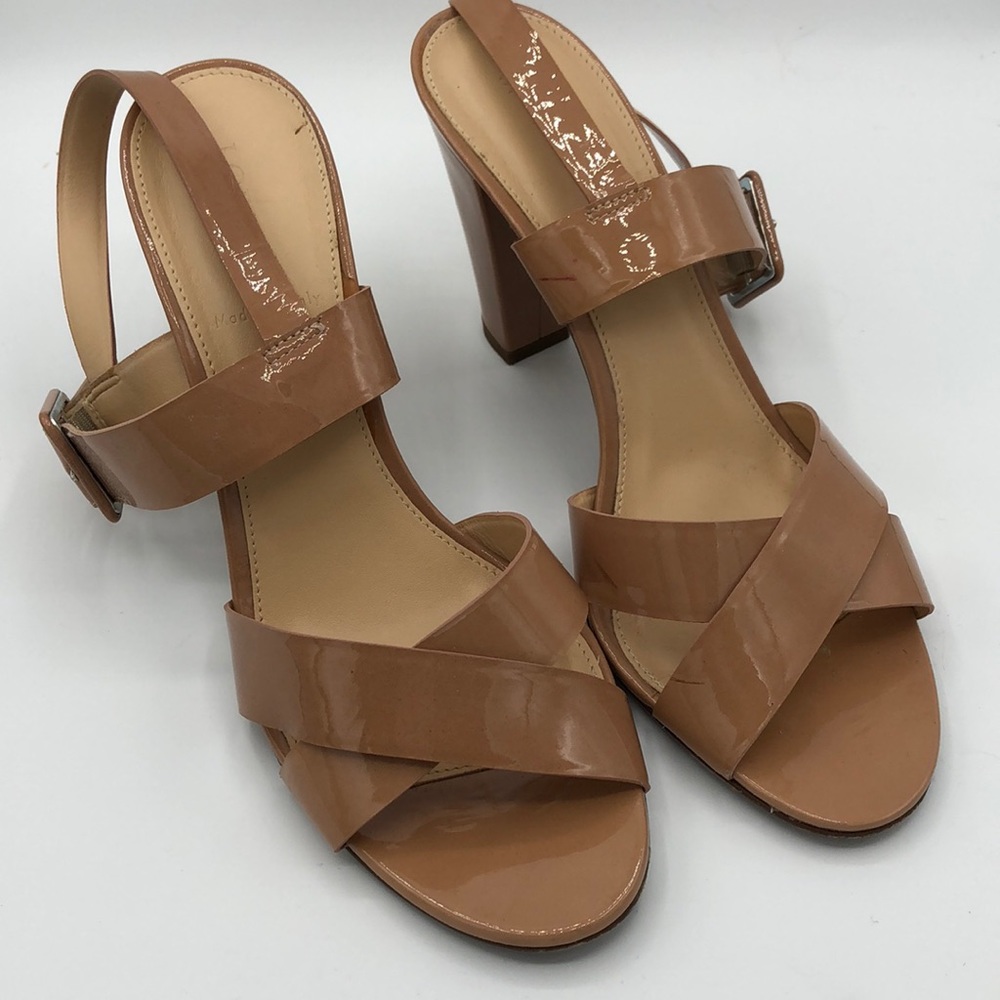 J. Crew Sydney Sandals in Tan Patent Leather sz 9 - Picture 2 of 7